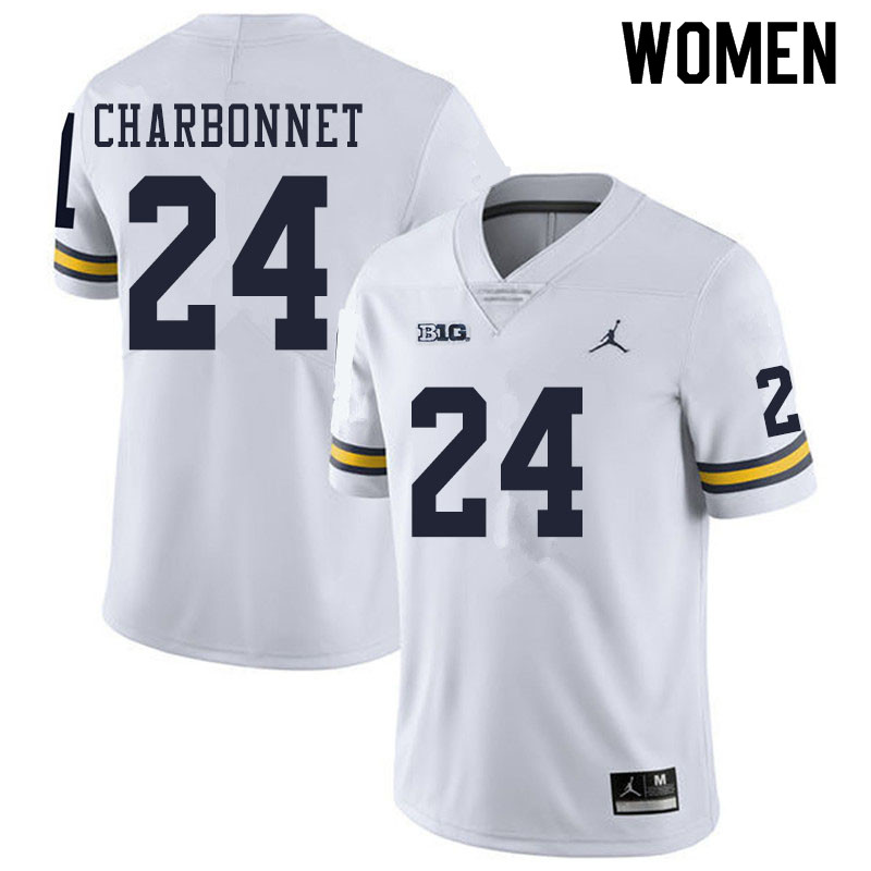 Women #24 Zach Charbonnet Michigan Wolverines College Football Jerseys Sale-White